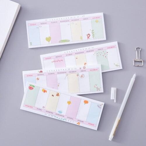 LongWeekly Plan N Paste Kawaii Girl Memo Padcan Tear Note Work Study Memorandum Schedule Plan Paste
