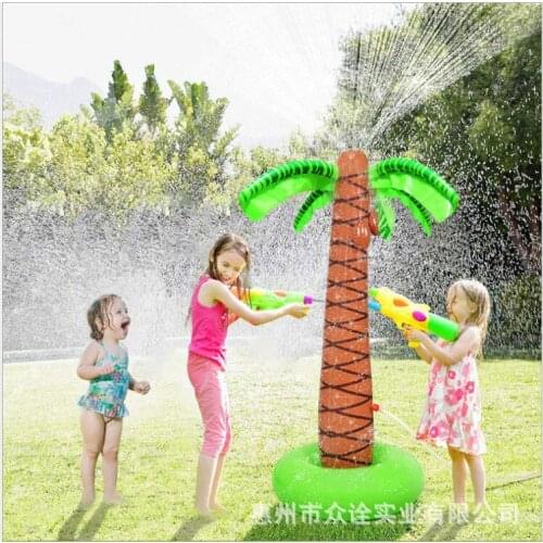 Outdoor Lawn Beach Garden coconut tree Inflatable Water Spray Kids Sprinkler Play Pad Mat Water Games Beach Mat Cushion Toys