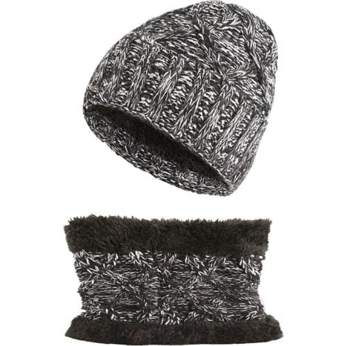 New 2Pcs/set Plus Velvet Baby Hats Scarf Set For Boys Girls Warm Cap Winter Childrens Knitted Beanies Hat Soft Neck Scarves