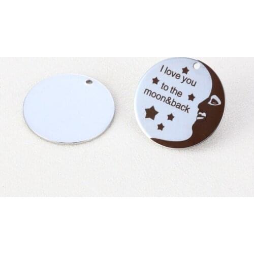 20pcs/lot 25mm New Arrival Stainless Steel Message Charms " I love you to the moon & back" For DIY jewelry making