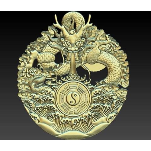 New 3D STL Model Relief for CNC Router 3D Printer Artcam Aspire Chinese Dragon relief with Taiji Decor