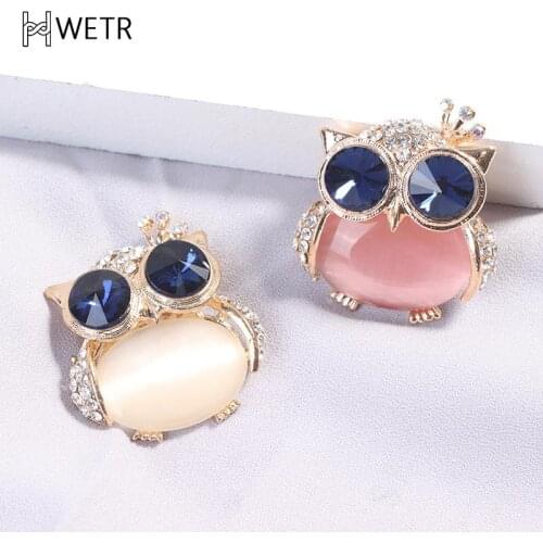 Very Cute Blue Eye Owl Brooch Fashion Opal Stone Brooch Pins For Women Girls