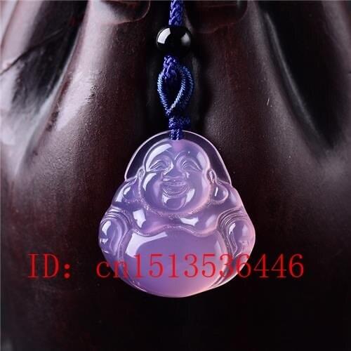 Natural violet Chalcedony Jade Agate Buddhism Pendant Necklace Fashion Charm Jewelry Carved Amulet Gifts Women Men Sweater Chain