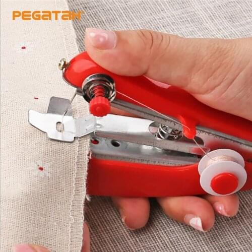 Hot Home Travel Use Mini Portable DIY Needlework Cordless Hand Sewing Machines Hand-Held Clothing Fabrics Manual Sewing