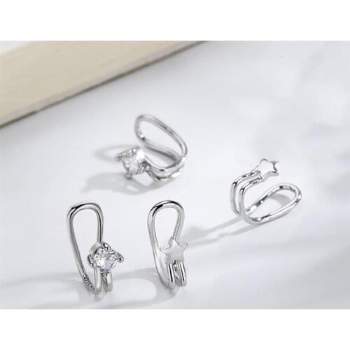 4pcs Clip on Earrings Crystal Ear Cuff Non Pierced Earrings Nose Ring New Fashion Women Earrings punk rock earcuff