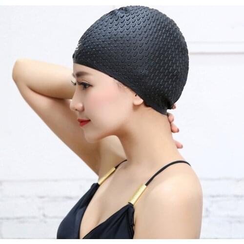 Silicone Swimming Cap Unisex Flexible Waterproof Adult Waterdrop Swimming Head Cover Protect Ear Swim Caps Pool Bath Cap Badmuts
