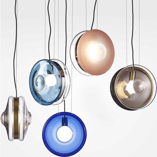 Modern Glass Ball Pendant Lights Nordic E27 LED Hanging Lamp for Living Room SmoKe/Blue/Pink/Smoke Pendant Lamp