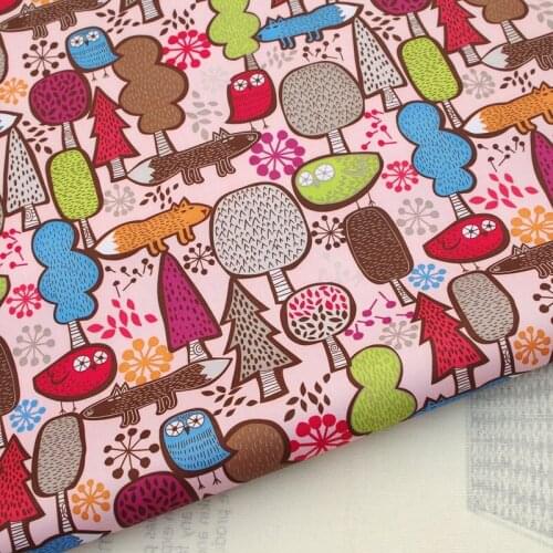PVC coated waterproof fabric - Animals - Hedgehog and owl - pink (WF103)