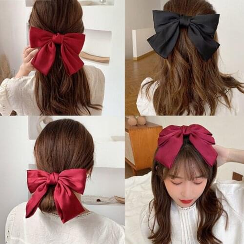 New Fashion Knot Silk Chiffon Oversized Bow Hairpins Satin Ribbon Ponytail Hair Clip For Women Children Girls Hair Accessories