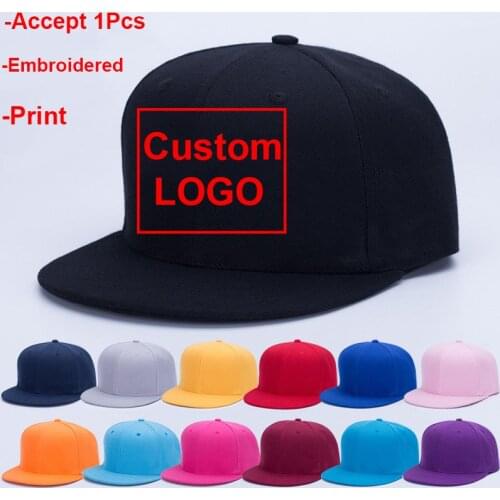 1PCS Customized/Print LOGO Summer Cotton Cap Branded Baseball Cap Snapback Hat Summer Cap Hip Hop Fitted Caps Hats For Men Women