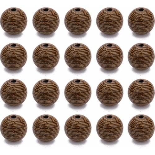 LOULEUR 100pcs Natural Brown Wooden Beads Round Stripes Loose Spacer Wood Beads For Diy Jewelry Makings Necklace Bracelets
