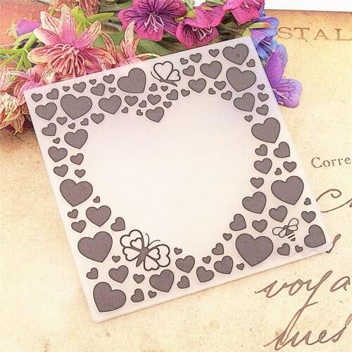 12.6x12.6cm heart Embossing folders Plastic bump Scrapbooking DIY Template Fondant indentation Cake Photo Album Card Make