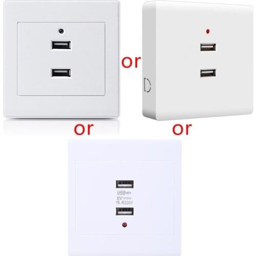 2/4 Ports USB Electrical Socket Station Power Adapter Plug Outlet 110V-250V for Home Office Use Wall Mounting Charger