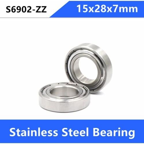 20pcs/lot ABEC-5 S6902ZZ S6902 ZZ bearings 15x28x7 mm Stainless Steel Deep Groove Ball Bearing shielded 15*28*7 6902 6902ZZ