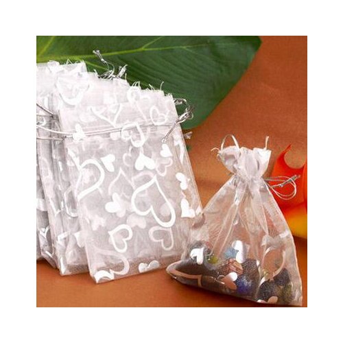 Free shipping 25PCs Silver Organza Wedding Favor Gift Bag Pouch Packaging Jewelry Candy Bags
