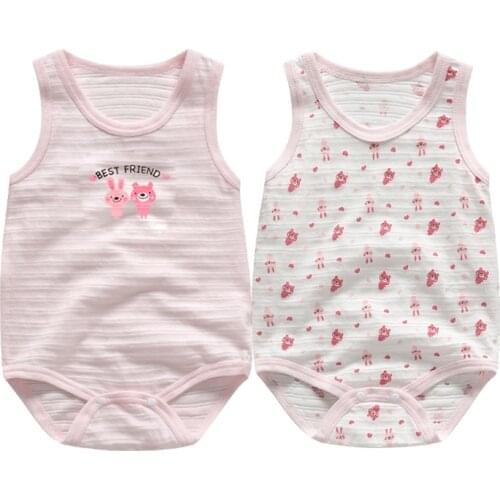 Newborn Baby Girl Boy Bodysuits Cotton Fashion Summer Sleeveless Romper Kids Outfit Size 3-24M