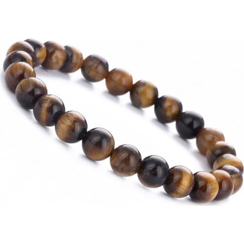 Charm 8mm Natural Stone Bracelet Jewelry Birthday Gift Tigereye Beads Bracelet For Men Women