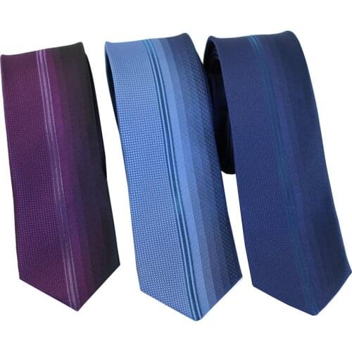 Coachella Ties Panel Vertical Stripes Necktie Microfiber Navy Blue Skinny Tie