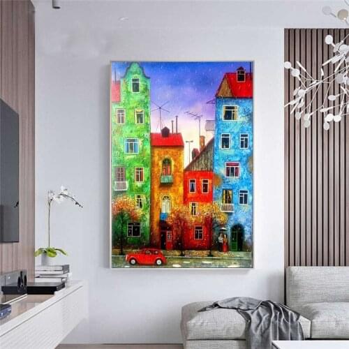 Hot 5d DIY diamond painting color house diamond embroidery beautiful landscape mosaic rhinestone home decoration children gift