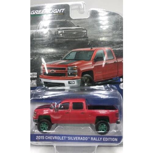 GreenLight 1:64 2015 Chevrolet Silverado Rally Green version Alloy toy cars Metal Diecast Model Vehicles For Child Boy gift