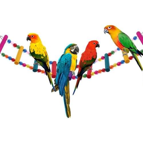 Pet Toy Colorful Wooden Bead Climbing Ladder Parrot Toy Rotating Ladder For Parrot Birds