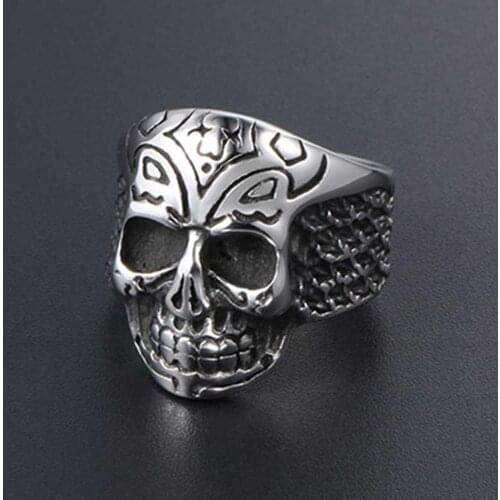 JHSL Big Large Punk Skull Skeleton Rings for MenStainless Steel Fashion Jewelry Cocktail Party Gift Size 7 8 9 10 11 12