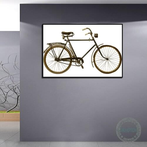 Retro Gold Bicycle Poster Black White Bike Photo Canvas Painting On The Wall Art Prints Picture for Living Room Home Decor