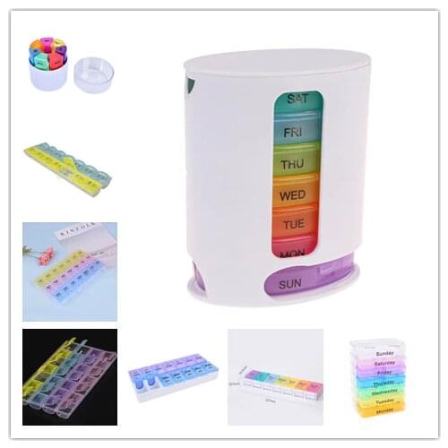 7/14/21/28 Grids Weekly 7 Days Pill Case Box Medicine Box Holder Storage Organizer Container Case Dispenser Pill Box Splitters