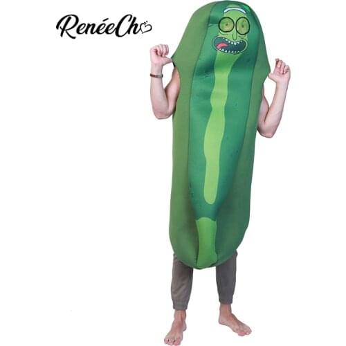 Halloween Costumes For Men Adult Pickle Rick Foam Men`s Costume Green Cucumber Cosplay Food Cartoon Costume