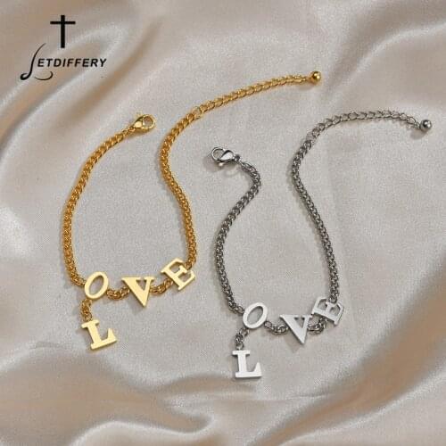 Letdiffery Stainless Steel LOVE Letter Charms Bracelets High Quality Women Bracelets for Girfriend Gifts Dropshipping