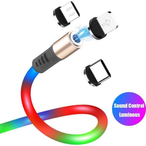 Magnetic USB Cable For iPhone Type-c Android 1m Fast Charging USB Cable Magnet Charger Micro USB Cable Mobile Phone USB Cord