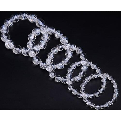 Genuine Natural Himalaya Rock White Quartz Crystal Women Men Crystal Bracelet Himalayan clear quartz Round Beads 10-16mm AAAAA