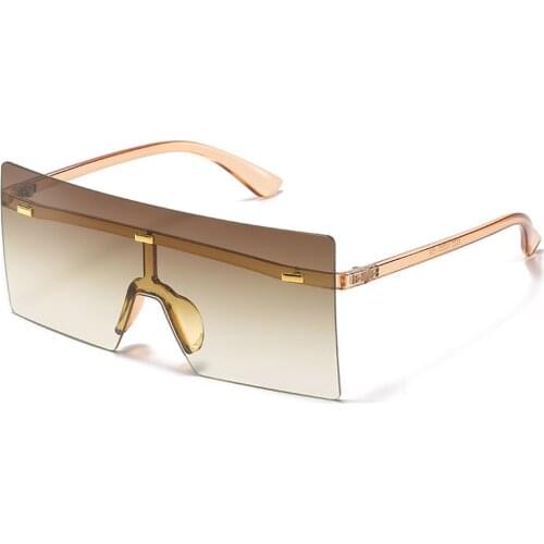 Oversized Flat Top Sunglasses Women Luxury Designer Plastic Frame Eyewear Square One-piece Gradient Len Shades Lunette De Soleil