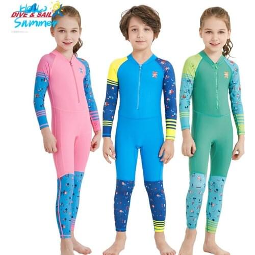 2018 new children diving suit long-sleeve bathing suit sunblock Thin style jumpsuit swimwear anti-UV wetsuit