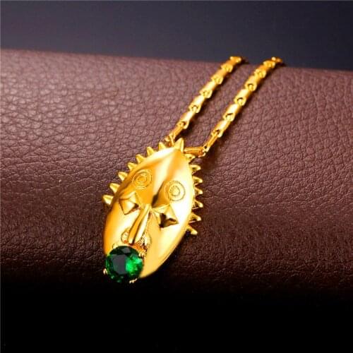 Collare Carving Mask Necklaces & Pendants Gold Color Jewelry Necklace Women African Papua New Guinea Jewelry P994