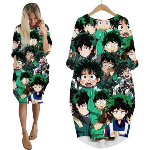 CLOOCL Anime My Hero Academia Dress 3D Printed Long Sleeve Hip Hop Streetwear Fashion Female Casual Style Women Pocket Dresses