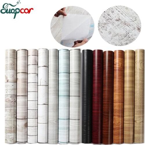 PVC Self Adhesive Wall Stickers Old House Door Table Closet Door Wardrobe Furniture Refurbished Bedroom Dormitory Wood Sticker