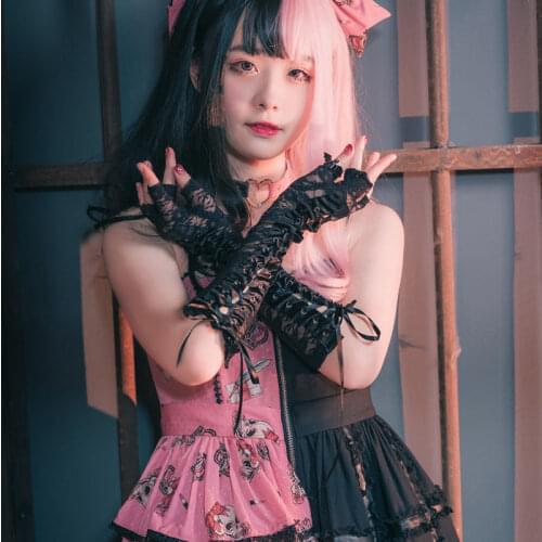 Sexy Mittens Clubwear Cosplay Costumes Accessories Womens Lace Up Fingerless Gloves Elbow steampunk for Costume Party Arm Warmer