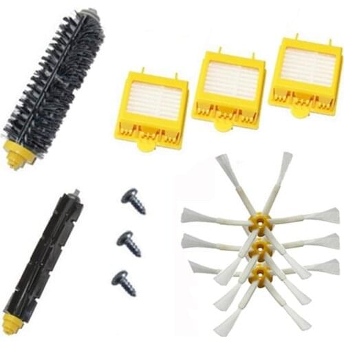 Bristle & Flexible Beater Brush & Hepa Filter & Side Brush kit Replacement for iRobot Roomba 700 Series 760 770 780 790