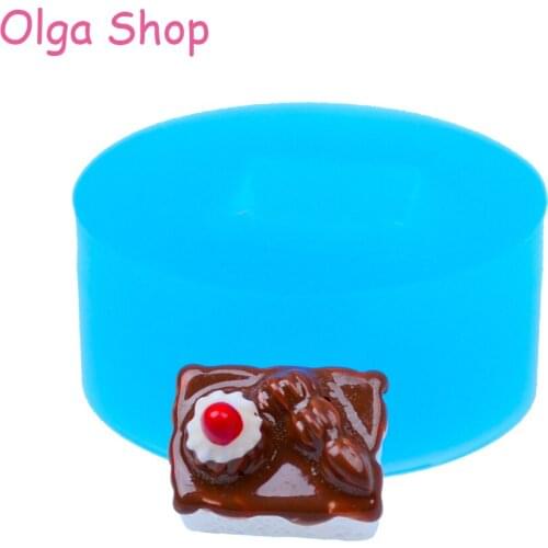 GYL338 11.7mm 3D Chocolate Cake Silicone Mold - Polymer Clay Jewelry Charm Resin Miniaturesweet Dollhouse Food Candy Molds