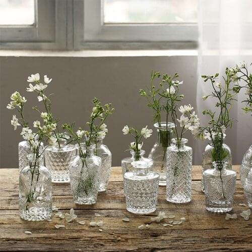 Nordic Glass Flower Vase Transparent Hydroponic Vase Flower Bottle Pot Flowers Aromatherapy Bottle Home Table Decor