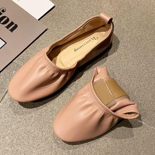 Foldeable Soft Sole Shoes Woman PU Leather Flats Spring Loafers Female Stretch Slip On Moccasins Comfy Espadrilles Women Ballets