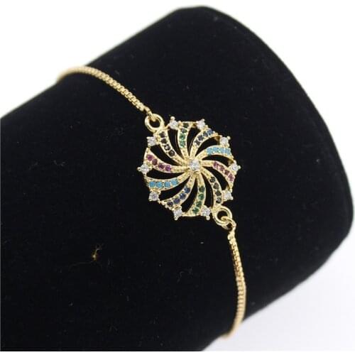 Gorgeous Colorful CZ Zircon Crystal Round Circle Women Bracelets Adjustable Chain Bracelets & Bangles Fashion Jewelry Gifts