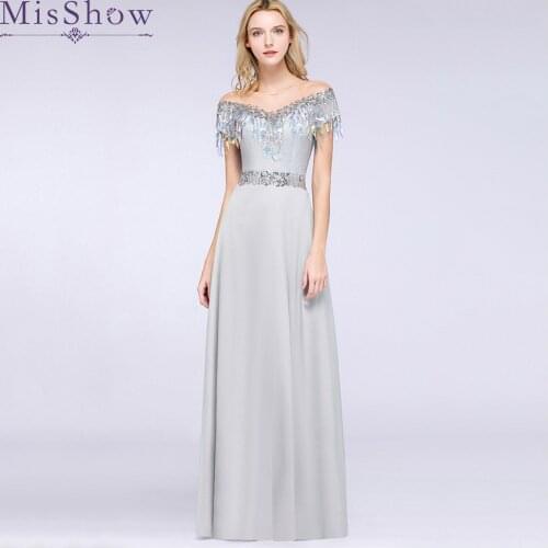 New Personality Backless Evening Dress vestido de festa Formal party dress Silver Long Sequin prom gowns With Tassel