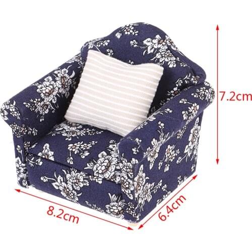 1Set Cute Sofa Couch with Pillow 1:12 Dollhouse Miniature Living Room Dolls Furniture Toys