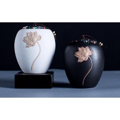 1pcs Art Tea Storage Jar Home Ceramic Coarse Pottery Teaware Accessories Decoration Crafts / Beans Nuts Caddy Seal Cans Tanks