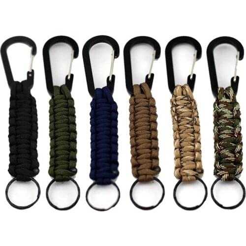 1PC Paracord Umbrella Rope Keychain EDC Outdoor Military High Tensile Strength Hanging Buckle Quick Hook Carabiner Accessories