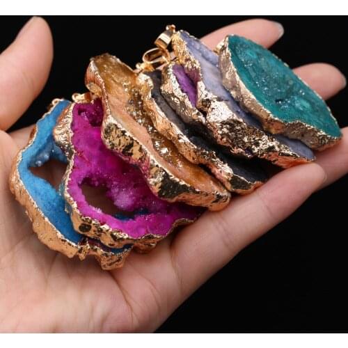 100% Natural Stone Druzy Crystal Pendants Irregular Reiki Heal Druzy Charms for Jewelry Making Design Necklace Earrings Crafts