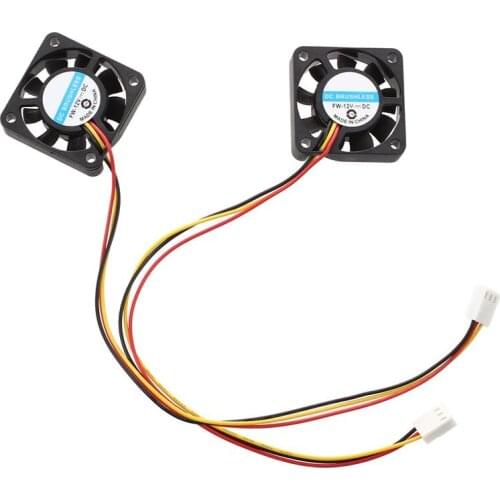 2 Pcs 3 Pin 40mm Square PC Computer Cooling Fan DC 12V Black