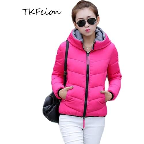 2021 Women Autumn Winter Warm Hooded Coats Short Fashion Clothing Parkas Ladies Short Cotton Padded Female Slim Bomber Jackets